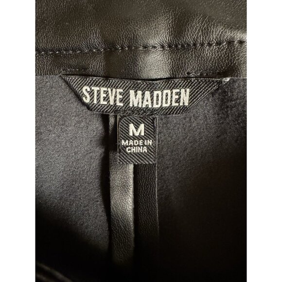 Steve Madden Faux Leather Pants Black Medium Straight Leg High Rise 31x15 - Picture 4 of 6